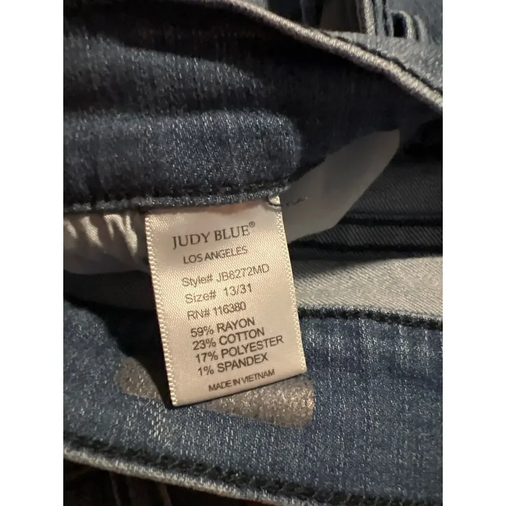 Judy Blue Skinny Fit Raw Ankle Hem Jeans Style JB8272MD Sz 13/31 RN 116380 - Picture 10 of 10